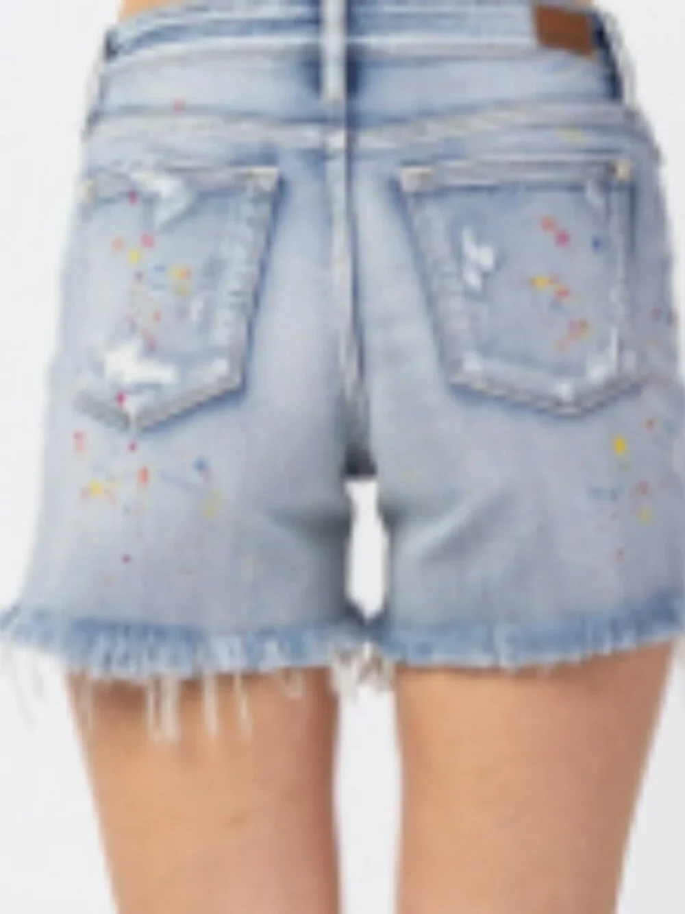 Judy Blue Mid-rise Rainbow Paint Splash Cutoff Shorts XL NWT